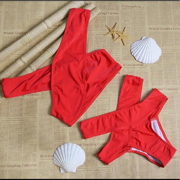 Other - NEW Red High Waisted Swimsuit